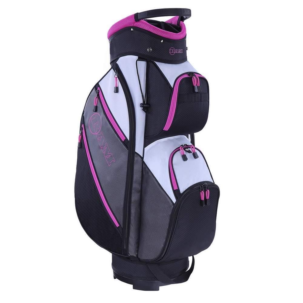 Ram Golf Lightweight Ladies Cart Bag with 14 Way Dividers Grey/Pink