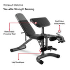Weider XRS 20 Adjustable Olympic Bench with Removable Preacher Pad, 610 Lb. Weight Limit