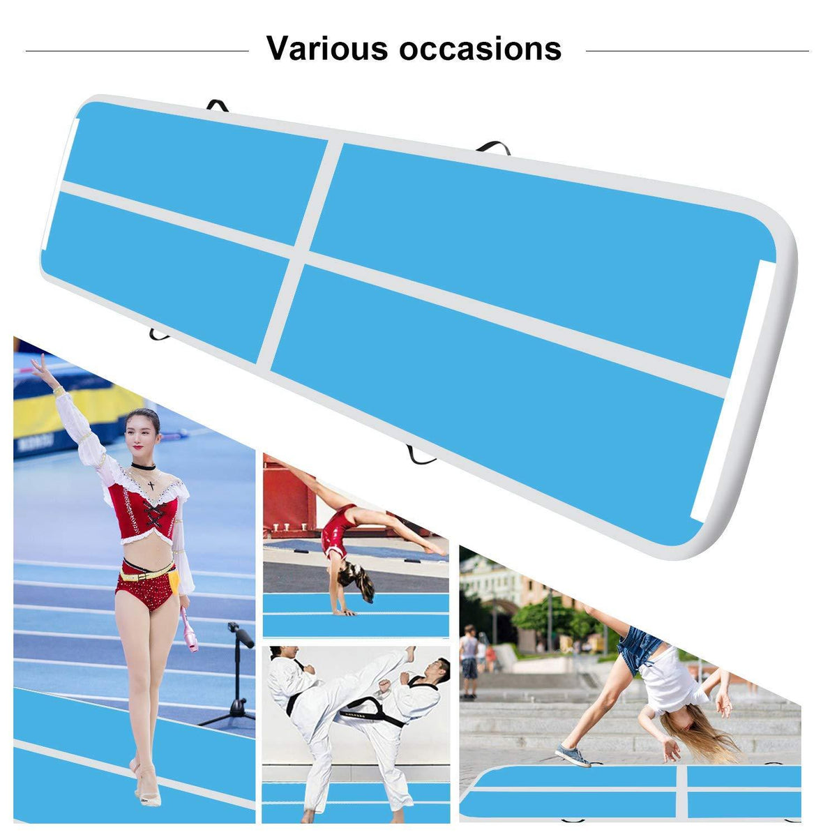 Fbsport Blue 4m/13ft Inflatable Air Track Tumbling Gymnastic Mat Floor Home Training W/ Pump Newest