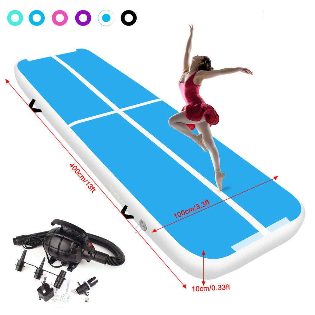 Fbsport Blue 4m/13ft Inflatable Air Track Tumbling Gymnastic Mat Floor Home Training W/ Pump Newest