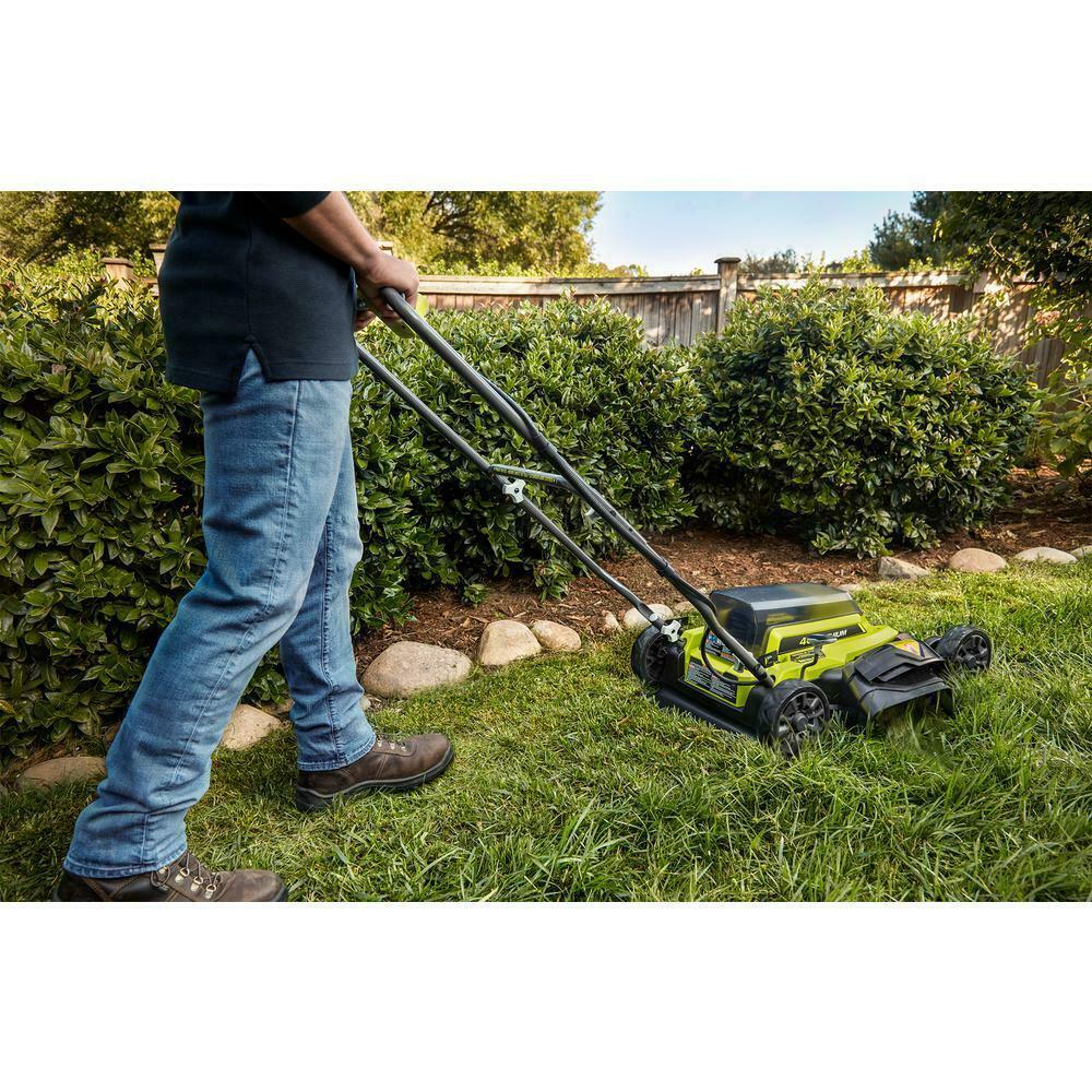 RYOBI Push Lawn Mower 18 in. 40-V 2-in-1 4.0 Ah Battery Charger Li-Ion Cordless