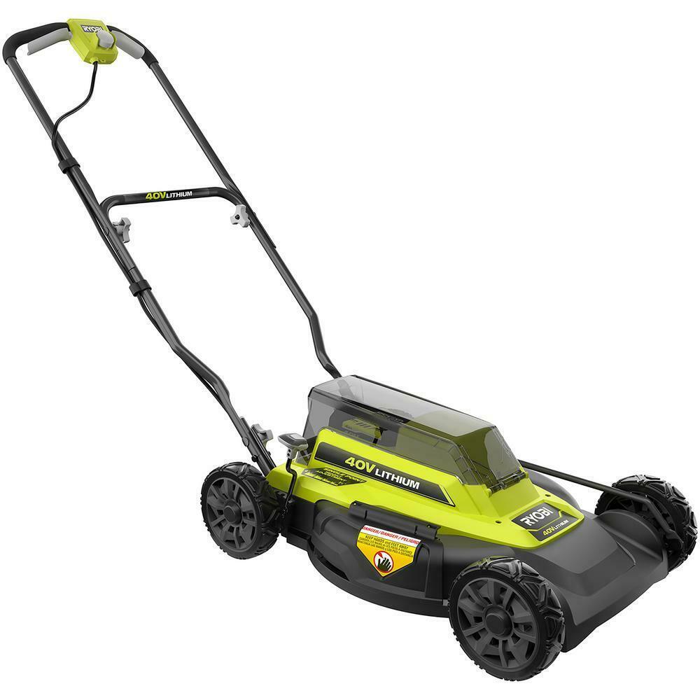 RYOBI Push Lawn Mower 18 in. 40-V 2-in-1 4.0 Ah Battery Charger Li-Ion Cordless