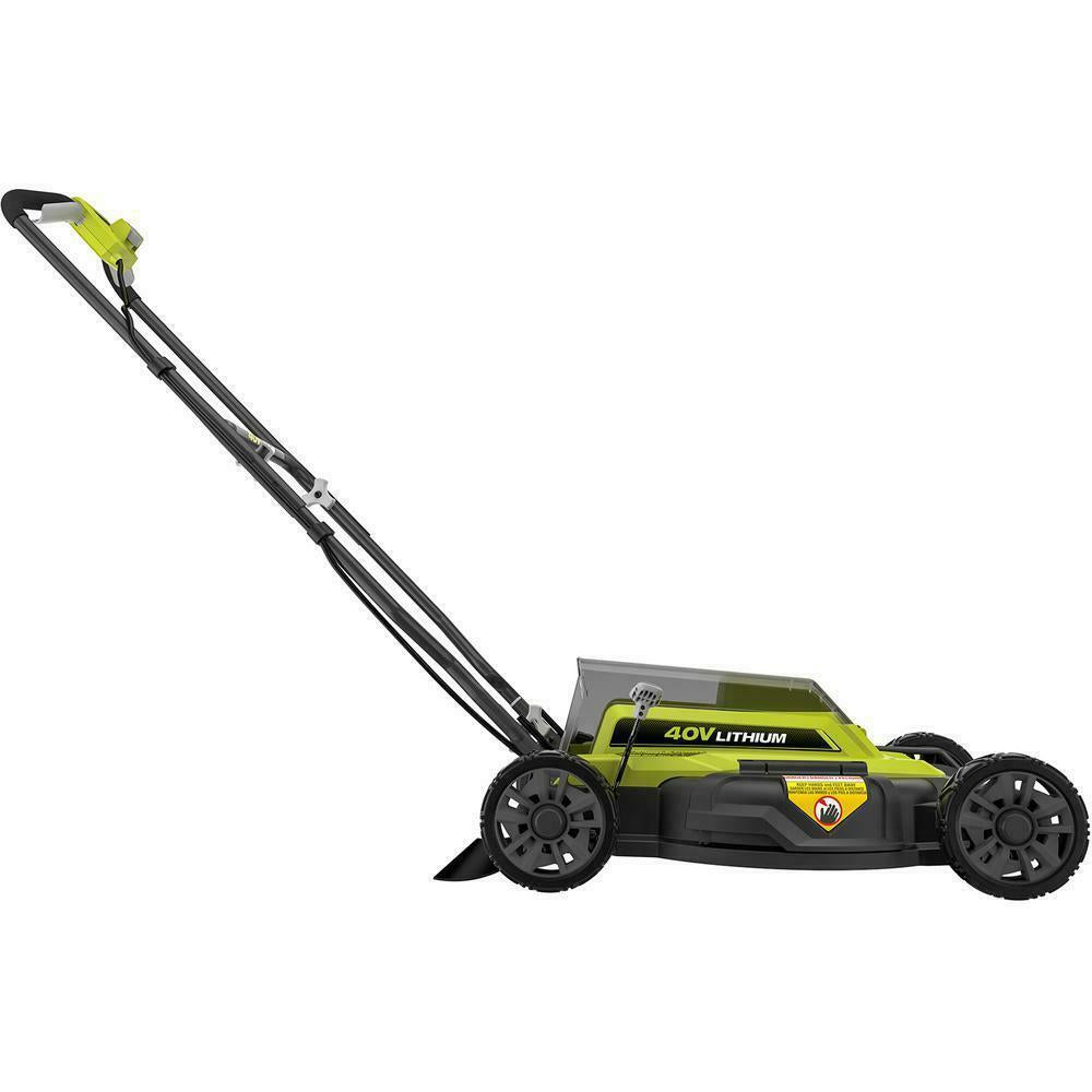 RYOBI Push Lawn Mower 18 in. 40-V 2-in-1 4.0 Ah Battery Charger Li-Ion Cordless