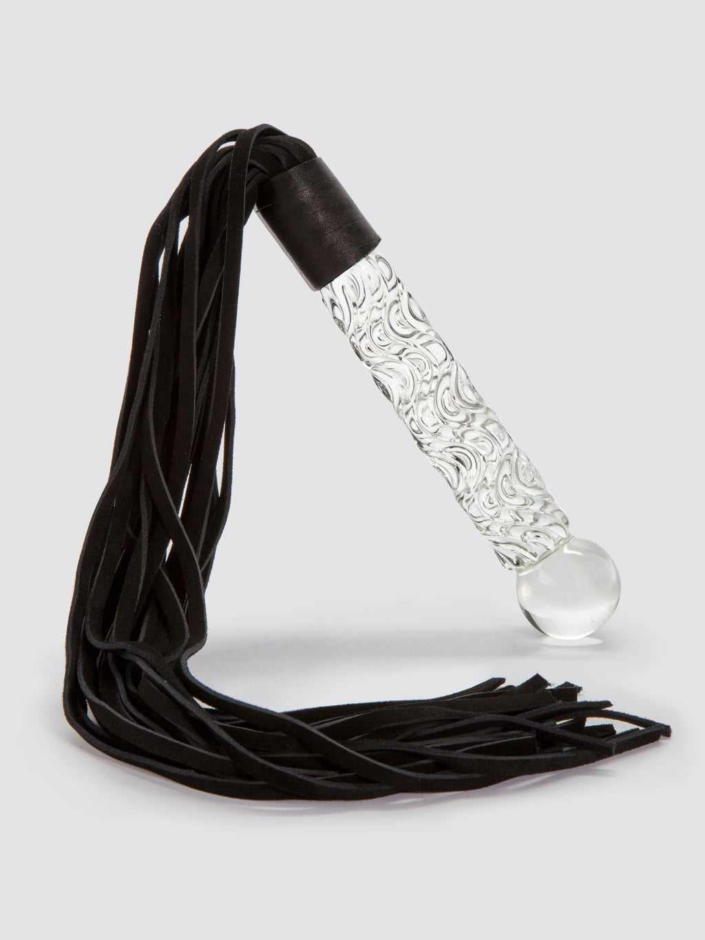 Icicles No 38 Glass Dildo with Leather Flogger, Clear