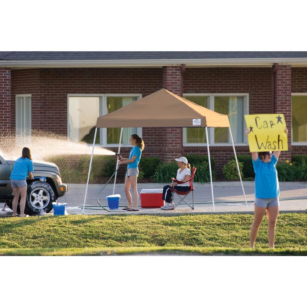 10 ft. H x 10 ft. W SL Pop-up Canopy w/ Desert Bronze Cover and Black Roller Bag with Water-Resistant Lining