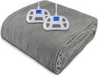 Kamileo Electric Blanket Queen Size Dual Control 84x90 Inch, Heated Blanket Soft Flannel, Heating Blanket 10 Heating Levels, 1-12 Hours Timed Off, Machine Washable