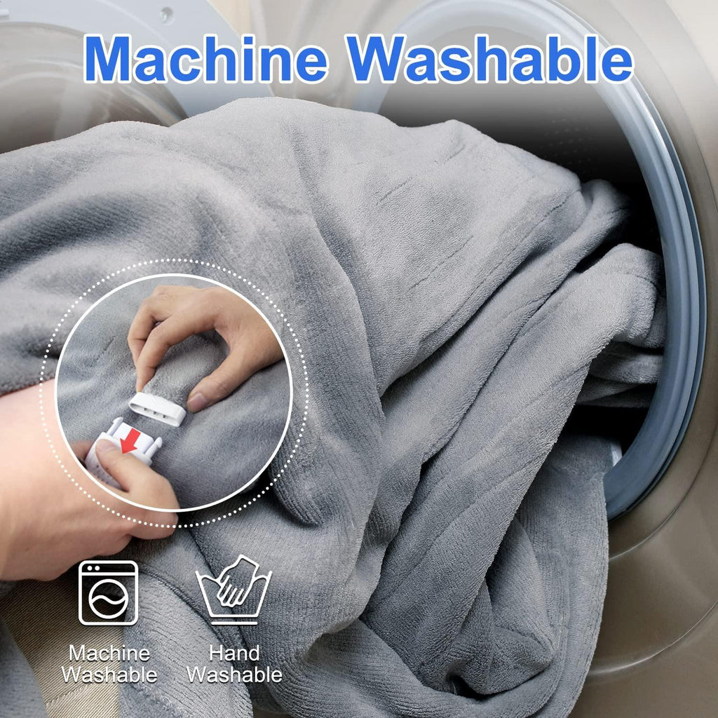 Kamileo Electric Blanket Queen Size Dual Control 84x90 Inch, Heated Blanket Soft Flannel, Heating Blanket 10 Heating Levels, 1-12 Hours Timed Off, Machine Washable