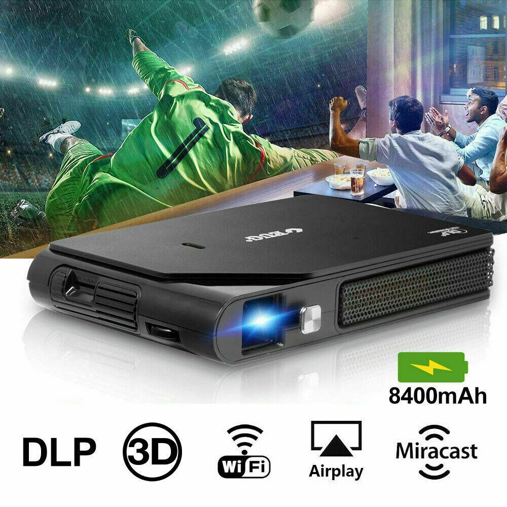eug travel wifi size dlp projector 3d hd home cinema airplay miracast 7000:1 tv
