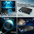 eug travel wifi size dlp projector 3d hd home cinema airplay miracast 7000:1 tv