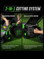 40V Cordless Lawn Mower, 16-Inch Brushless Electric Push Mower with 4.0Ah Battery &amp; Charger, 2-in-1 Mulching and Bagging, 5-Position Height Adjustment, Lightweight Foldable , Viridian
