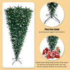 7.4ft Upside Down Green Christmas Tree with LED Warm White Lights Easy Assembly
