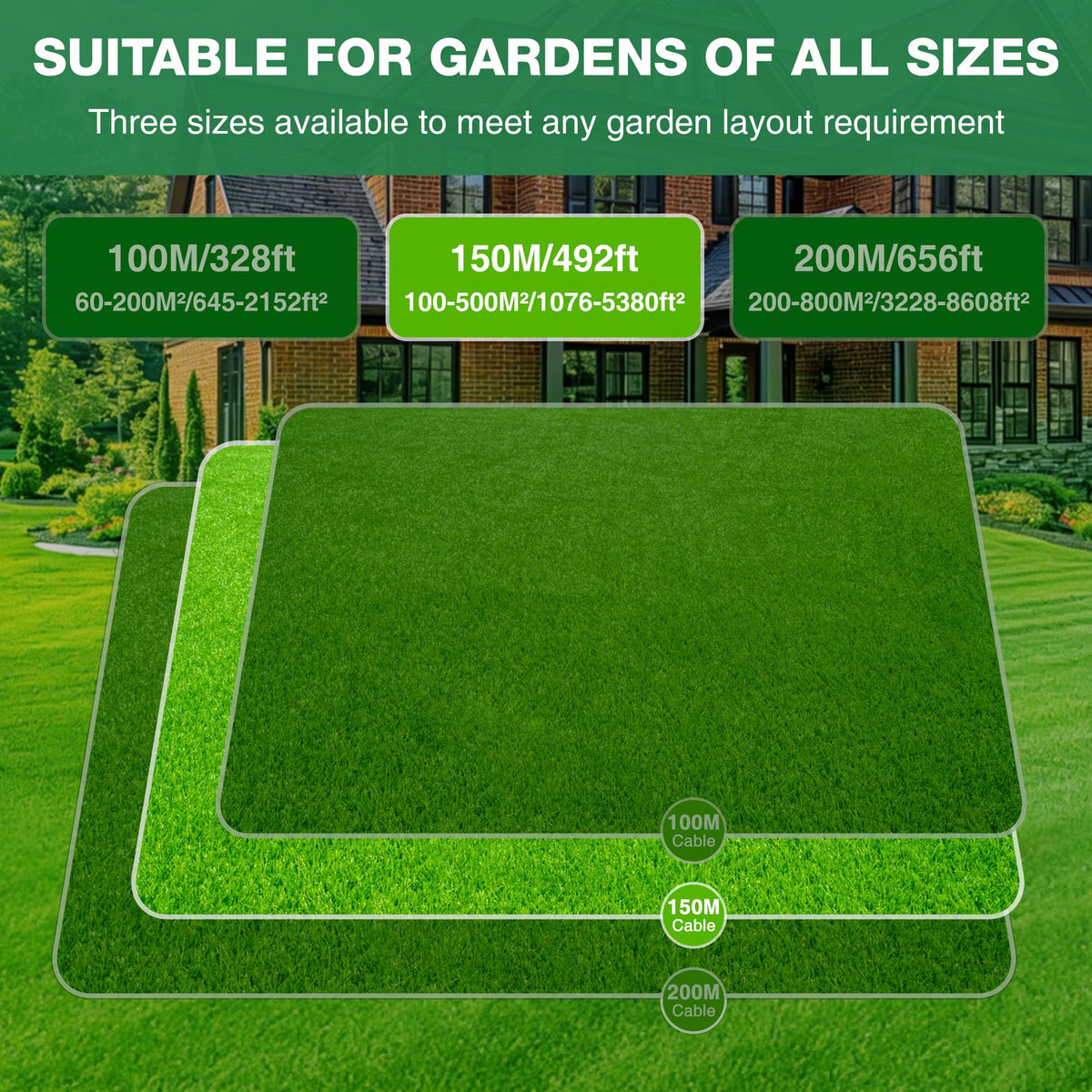 150m/492ft Boundary Cable for Robot Lawnmower, Garden Wire Accessory Set, with 50 Pegs, 10 Cable Connectors, 20 Sets of Connection Terminal, Universal Boundary Wire, Compatible with /Worx