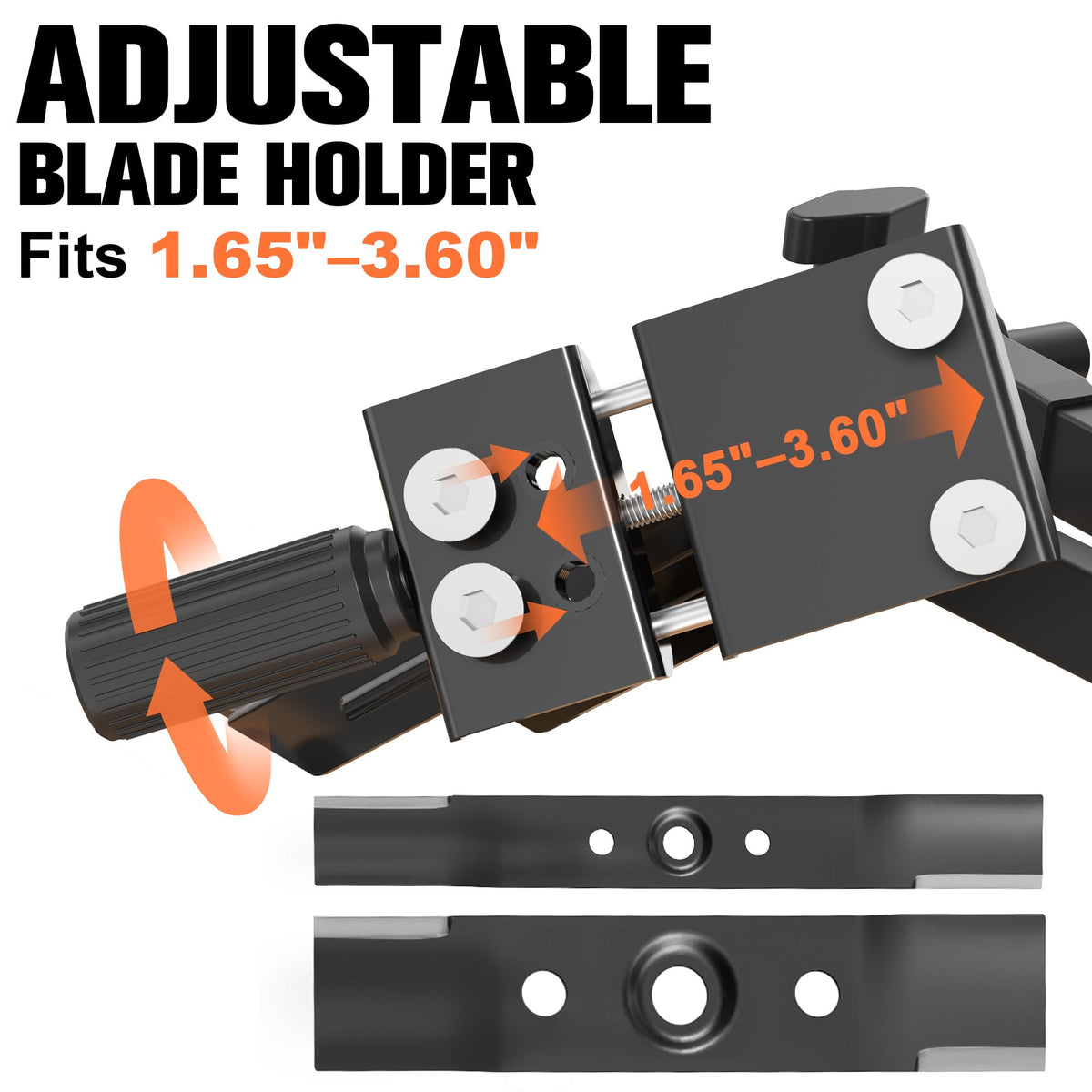 Lawn Mower Blade Sharpener, 15°–45° Adjustable Lawnmower Blade Sharpener, Fits 1.65"–3.60" Mower Blades, Use with Angle Grinder, Precision Lawn Mower Blade Sharpening Tool