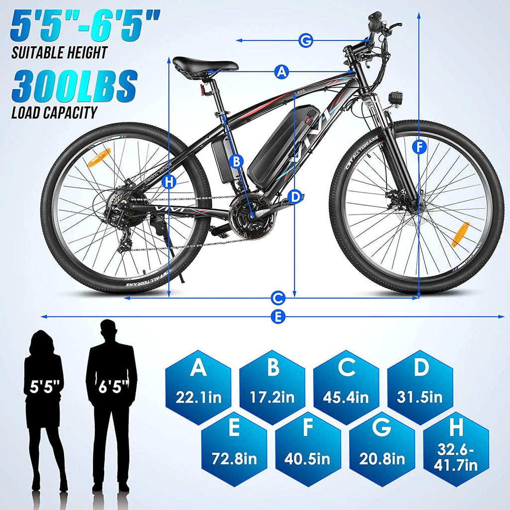 VIVI 27.5'' Electric Bike 500W Electric Mountain Bike, 48V Ebike with 10.4Ah Removable Lithium-Ion Battery,  21-Speed Gear Electric Bicycles, Dual Disc Brakes &amp; Front Suspension Fork