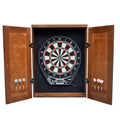 Brookline Electronic Dartboard Cabinet Set in Walnut Finish