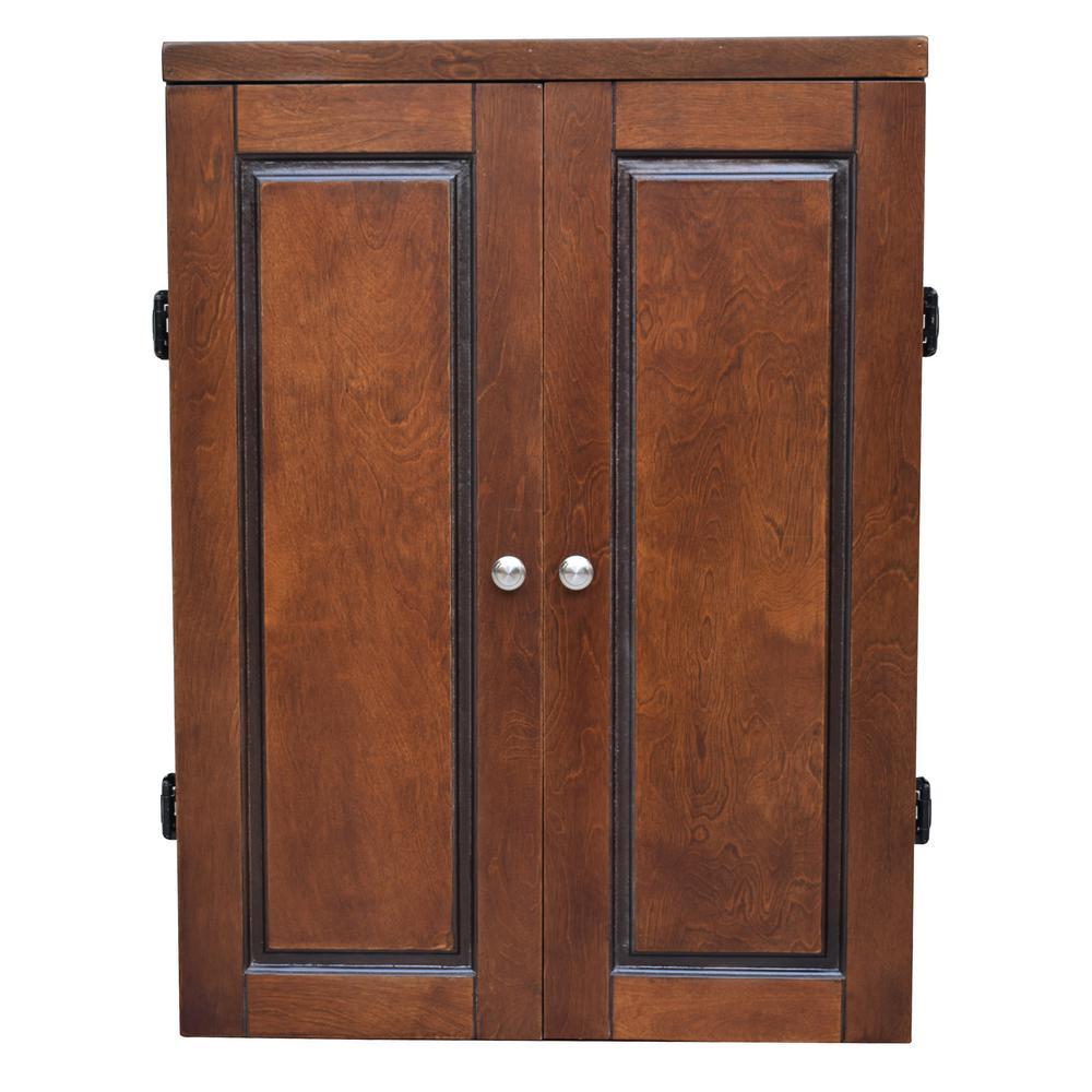 Brookline Electronic Dartboard Cabinet Set in Walnut Finish