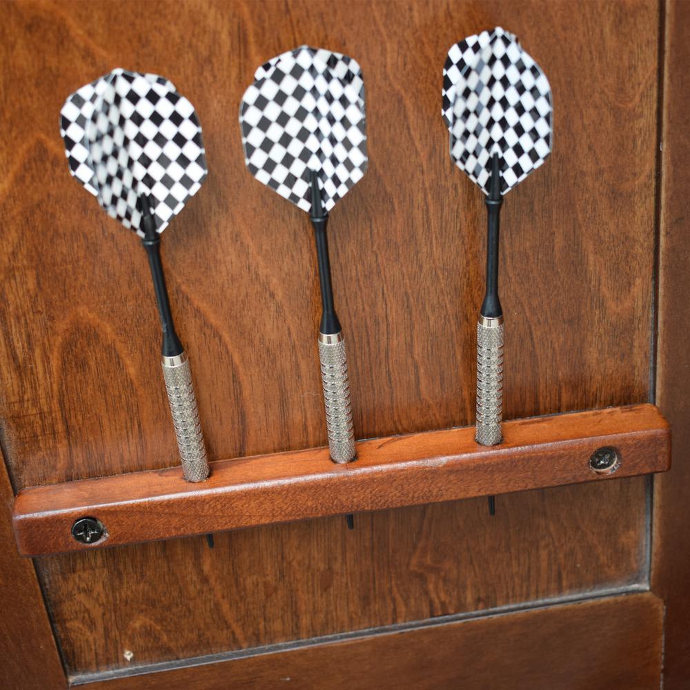 Brookline Electronic Dartboard Cabinet Set in Walnut Finish
