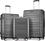 Fochier 3 Piece Expandable Luggage Set with TSA Lock, Hard Shell Rolling Suitcase Set with 4 Spinner Wheels for Women Man , 20 24 28 Inch