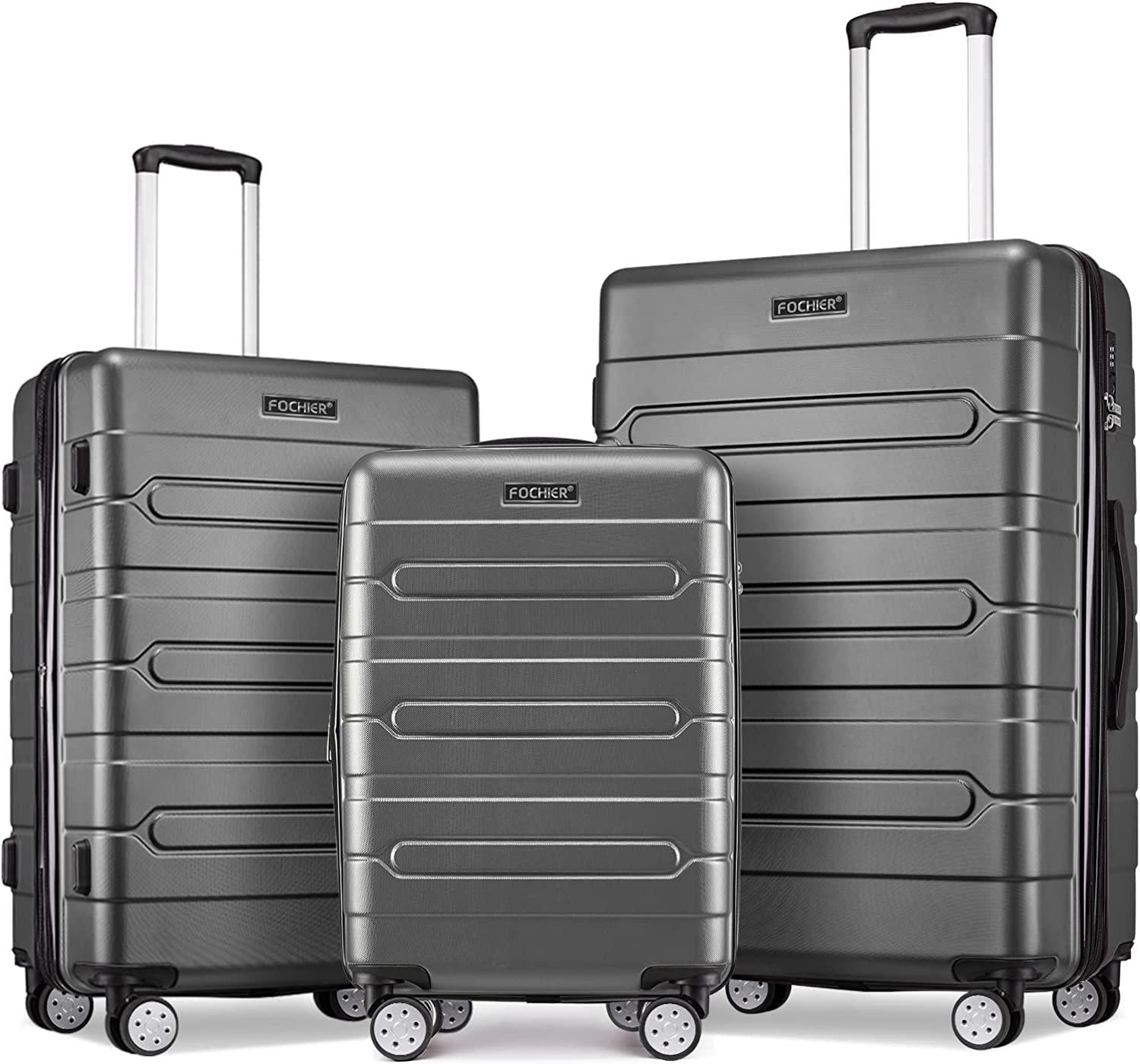 Fochier 3 Piece Expandable Luggage Set with TSA Lock, Hard Shell Rolling Suitcase Set with 4 Spinner Wheels for Women Man , 20 24 28 Inch
