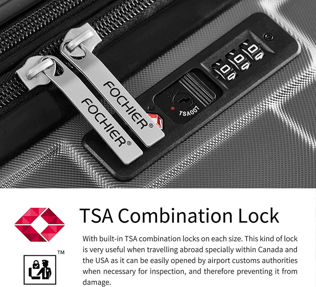 Fochier 3 Piece Expandable Luggage Set with TSA Lock, Hard Shell Rolling Suitcase Set with 4 Spinner Wheels for Women Man , 20 24 28 Inch