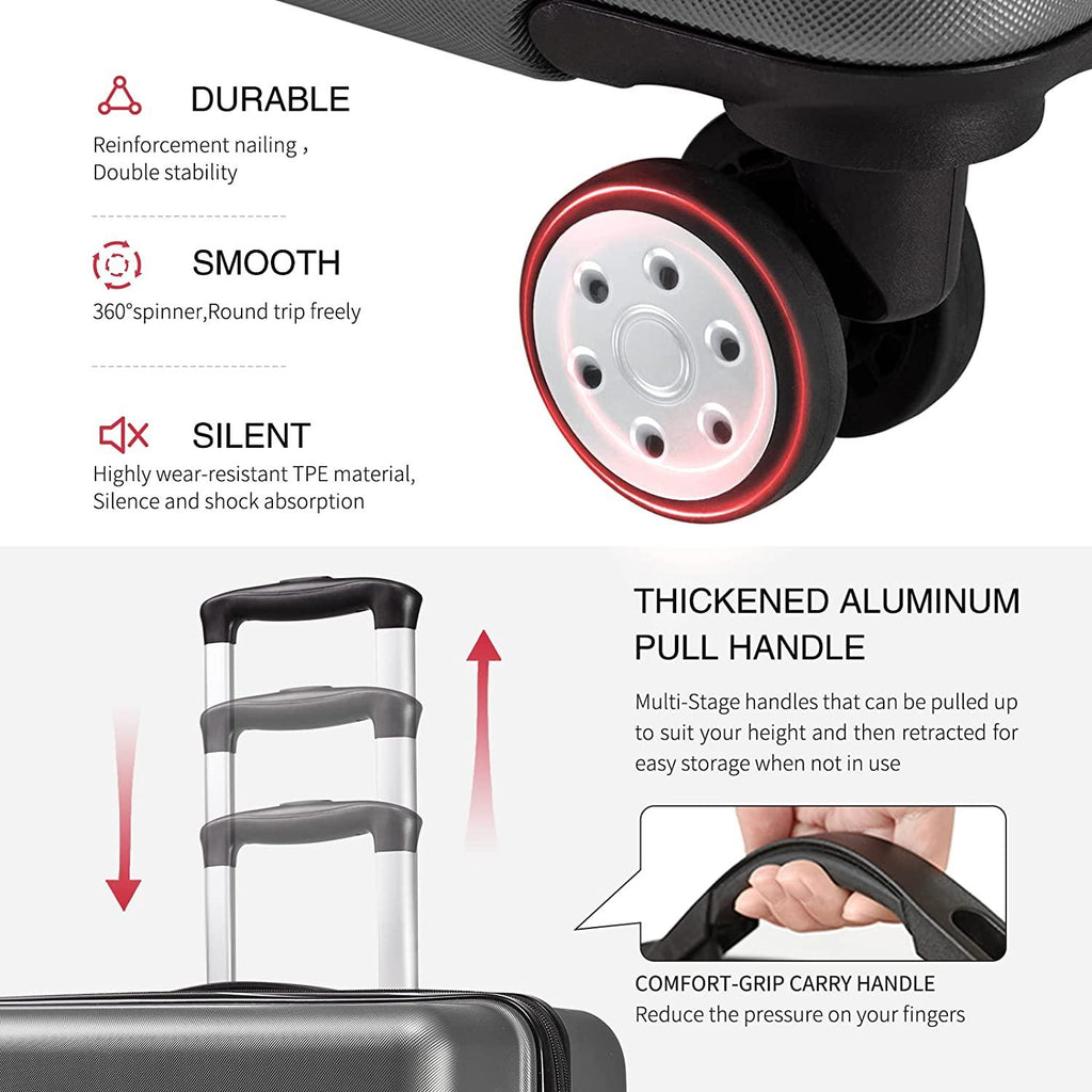 Fochier 3 Piece Expandable Luggage Set with TSA Lock, Hard Shell Rolling Suitcase Set with 4 Spinner Wheels for Women Man , 20 24 28 Inch
