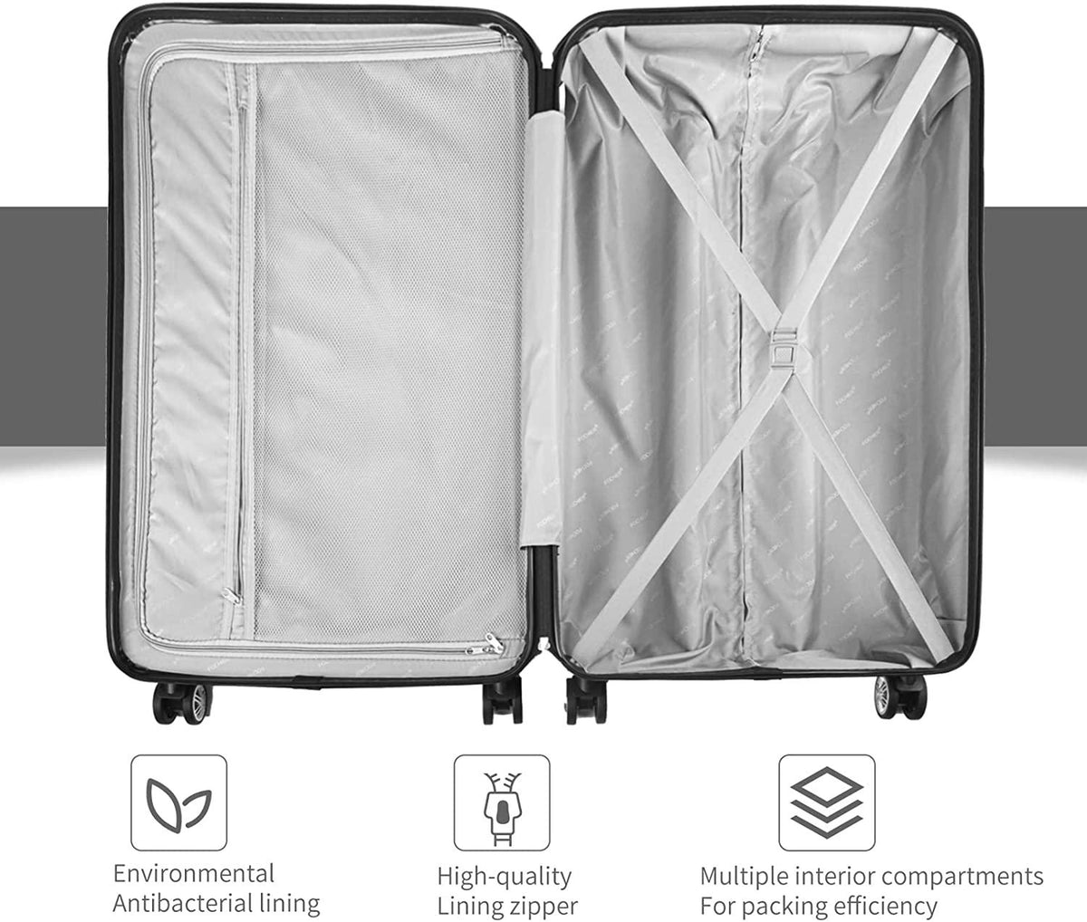 Fochier 3 Piece Expandable Luggage Set with TSA Lock, Hard Shell Rolling Suitcase Set with 4 Spinner Wheels for Women Man , 20 24 28 Inch