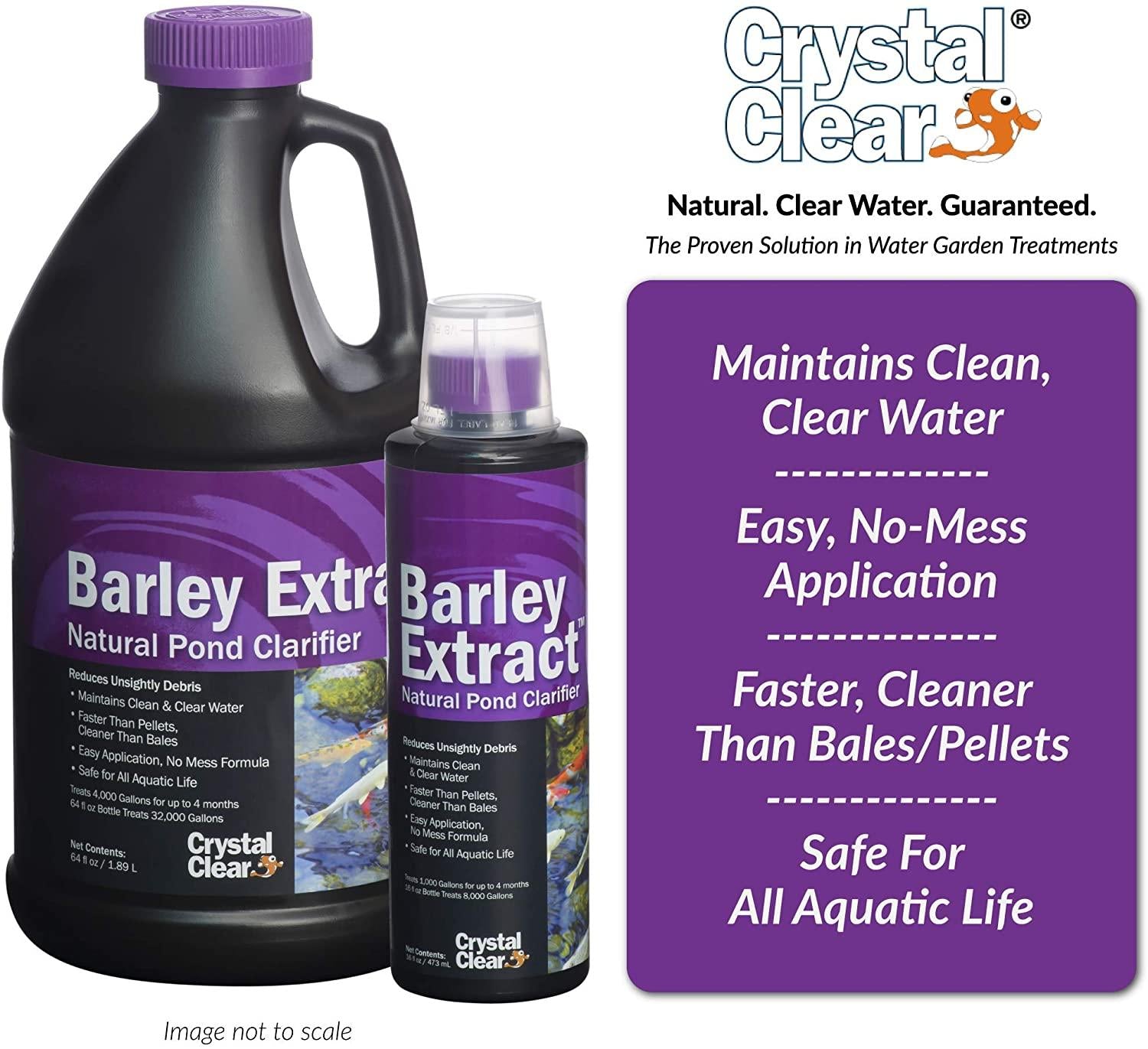 crystalclear barley extract concentrate - natural liquid pond clarifier - 2.5 gallons of barley straw extract treats up to 160,000 gallons