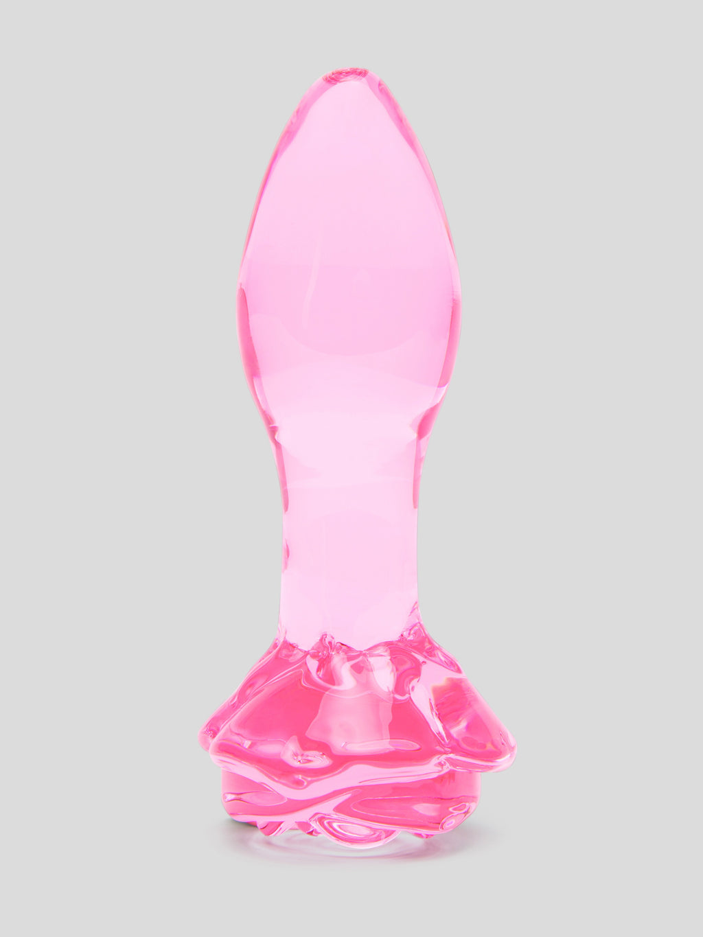 Lovehoney Full Bloom Large Rose Glass Butt Plug 4 Inch, Pink