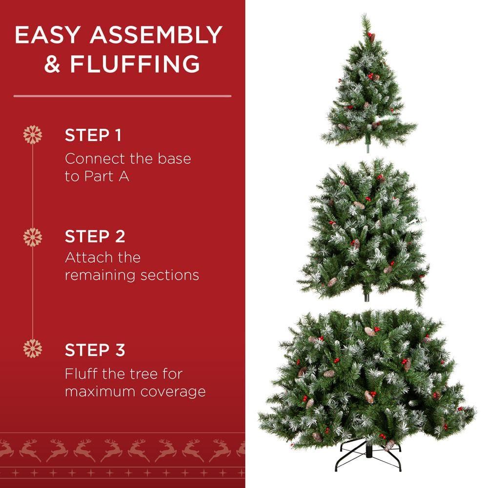 6 ft. Pre-Lit Incandescent Flocked Pre-Decorated Artificial Christmas Tree with 250 Warm White Lights