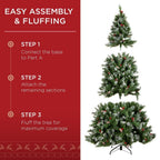 6 ft. Pre-Lit Incandescent Flocked Pre-Decorated Artificial Christmas Tree with 250 Warm White Lights
