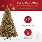 6 ft. Pre-Lit Incandescent Flocked Pre-Decorated Artificial Christmas Tree with 250 Warm White Lights
