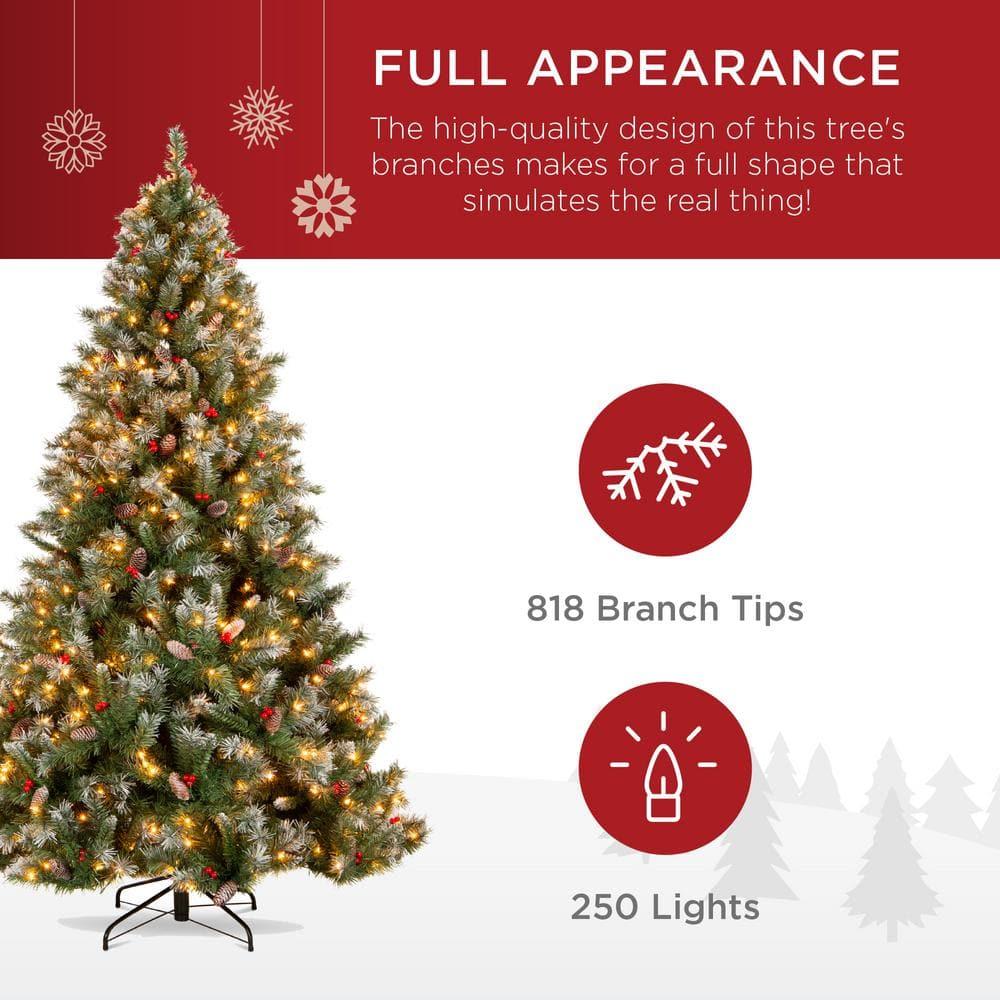 6 ft. Pre-Lit Incandescent Flocked Pre-Decorated Artificial Christmas Tree with 250 Warm White Lights