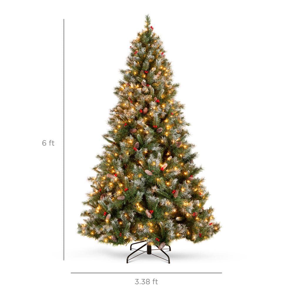 6 ft. Pre-Lit Incandescent Flocked Pre-Decorated Artificial Christmas Tree with 250 Warm White Lights