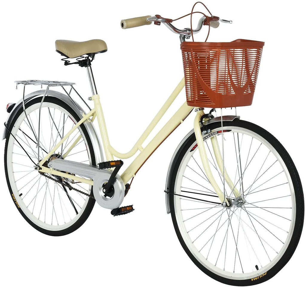 Ypaxwu 26 inch Beach Cruiser Ladies Bicycle, Ladies Single Speed Classic Retro Bicycle, Casual and Comfortable Bicycle-Light Yellow