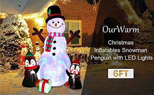 ZMDZA 183cm Christmas Decorations Upgraded Snowman Inflatable Props Inflatable Toy Indoor Outdoor Yard Garden Decorations