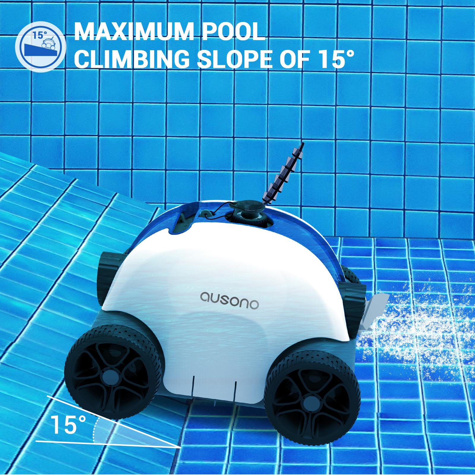 ausono cordless robotic automatic pool cleaner for swimming pools with a flat floor