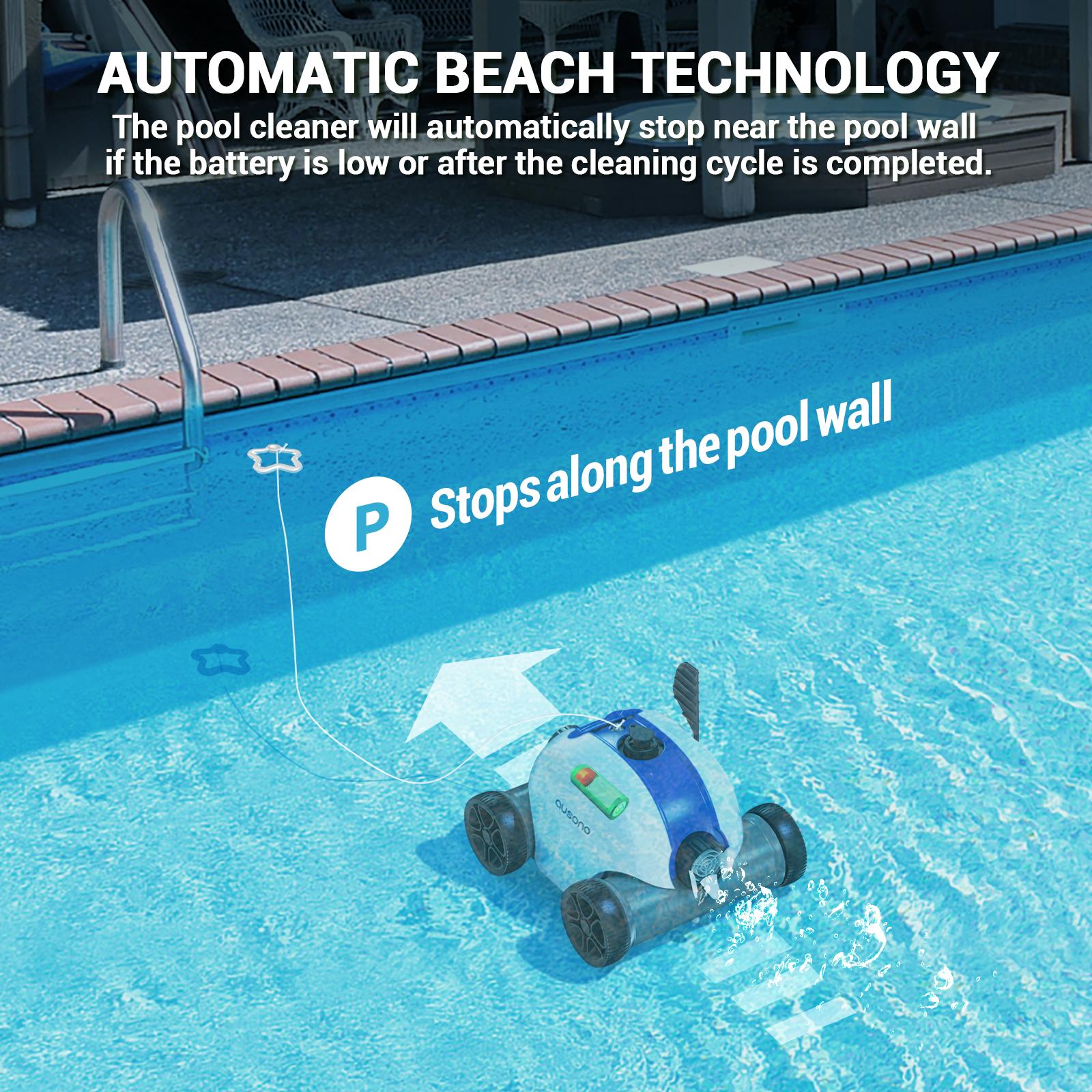 ausono cordless robotic automatic pool cleaner for swimming pools with a flat floor