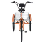 Adult Tricycles 3 Wheel 7 Speed Trikes, 26" Picnics Exercise Men's Women's Cruiser Bike, Orange