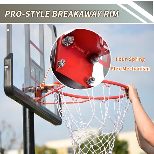 Portable Basketball Hoop &amp; Goal, Outdoor Basketball System with 6.6-10ft Height Adjustment for Youth, Adults