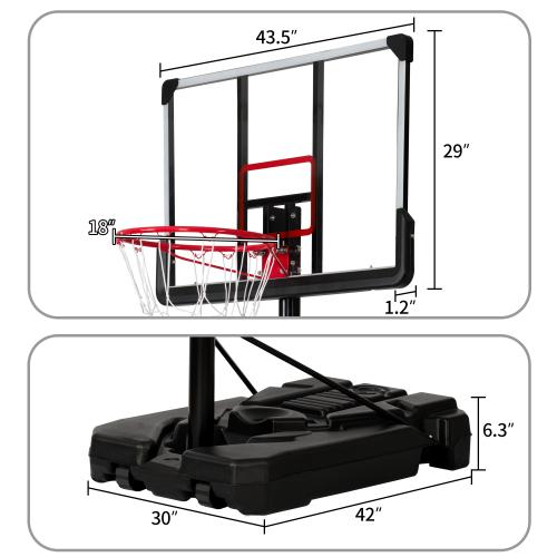 Portable Basketball Hoop &amp; Goal, Outdoor Basketball System with 6.6-10ft Height Adjustment for Youth, Adults