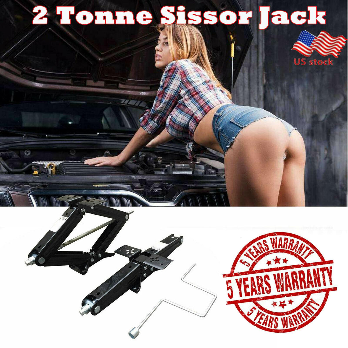 2Pcs Car Lift Jack Kit Tire ChanFloor Scissor Jacks Set For Travel Trailer US