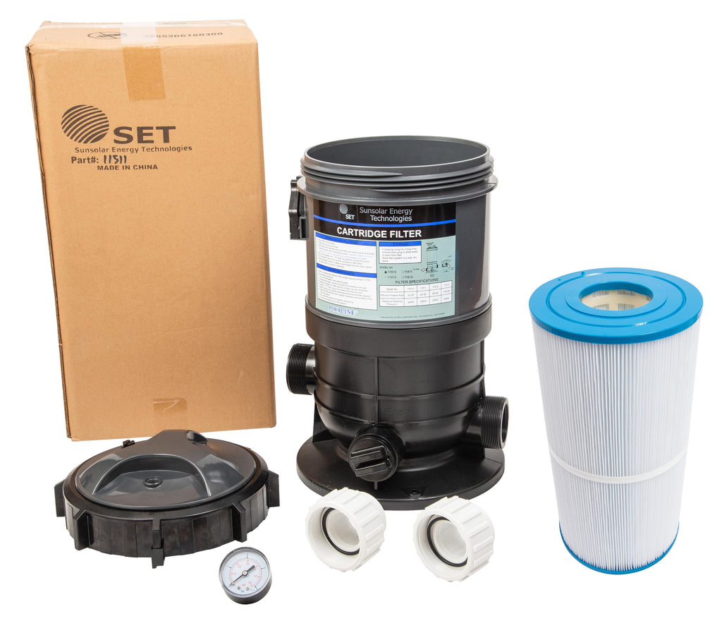 cartridge filter and pressure gauge with union fittings for swimming pool 60sf