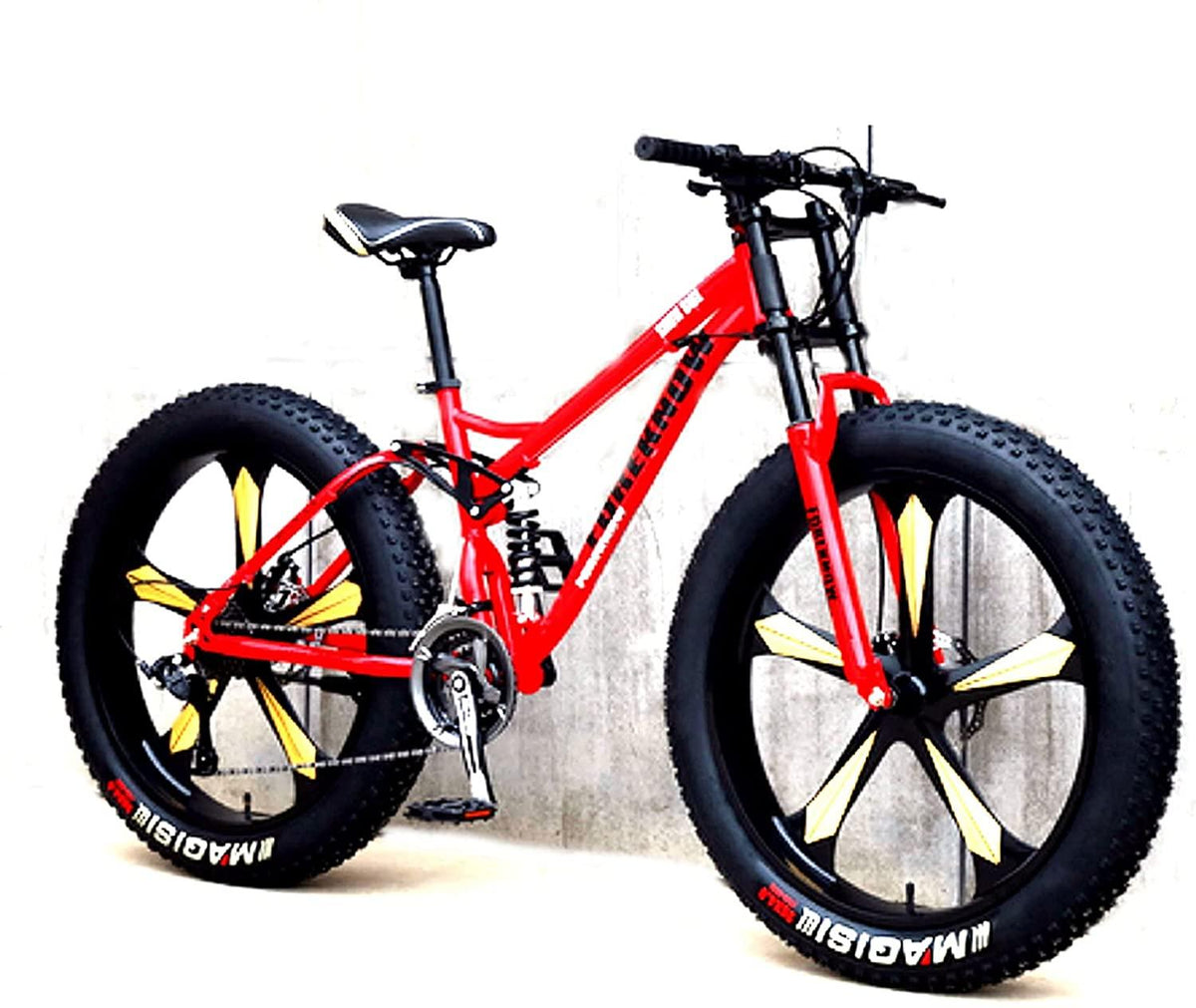 CHICAI Adult Mountain Bike 26 Inch Mountain Cross-Country High Carbon Steel Bike, 21/24/27/30 Speed Bike Full Suspension Mountain Bike Gear Double Disc Brake Mountain Bike (Size : 30-Speed)