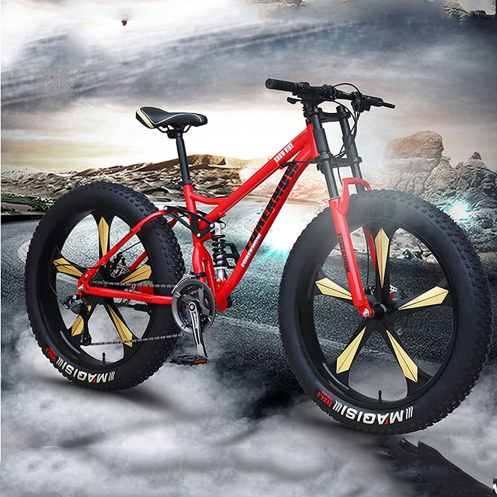 CHICAI Adult Mountain Bike 26 Inch Mountain Cross-Country High Carbon Steel Bike, 21/24/27/30 Speed Bike Full Suspension Mountain Bike Gear Double Disc Brake Mountain Bike (Size : 30-Speed)