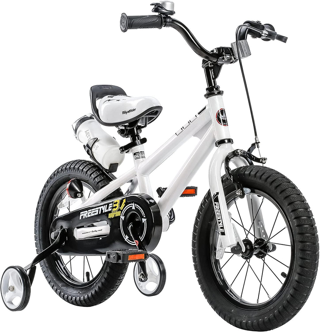 RoyalBaby Kids Bike Boys Girls Freestyle Bicycle 12 14 16 Inch with Training Wheels, 16 18 20 with Kickstand Child's Bike, Blue Red White Pink Green Orange