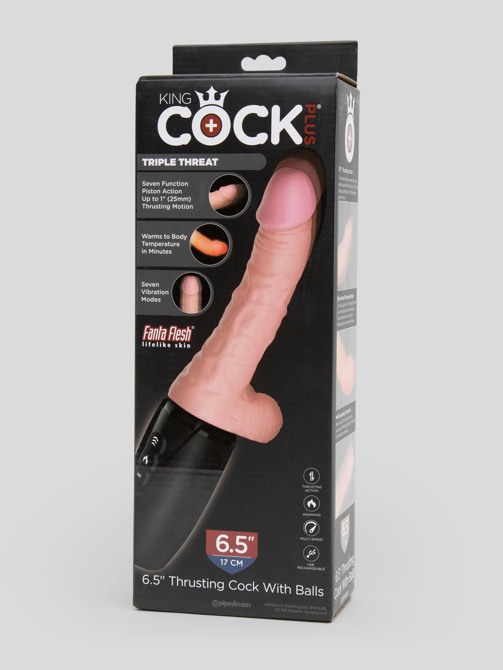 King Cock Ultra Realistic Thrusting Warming Realistic Vibrator 6 Inch, Flesh Pink