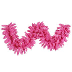 Vickerman 9' Flocked Pink Fir Artificial Christmas Garland, Unlit - Faux Fir Christmas Garland - Indoor Seasonal Home Decor