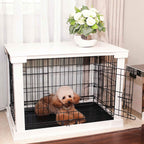 Merry Products White Wooden Pet Kennel with Crate Cover Small, White