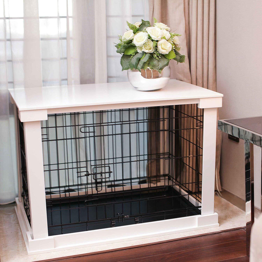 Merry Products White Wooden Pet Kennel with Crate Cover Small, White
