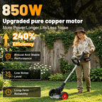 Electric Weed Wacker Cordless Battery Powered Weed Eater, String Trimmer with 2 Battery Operated&amp;Wheels&amp;Metal Blades, Lightweight 4 in 1 Grass Trimmer/Brush Cutter/Lawn Edger/Mower for Garden Yard